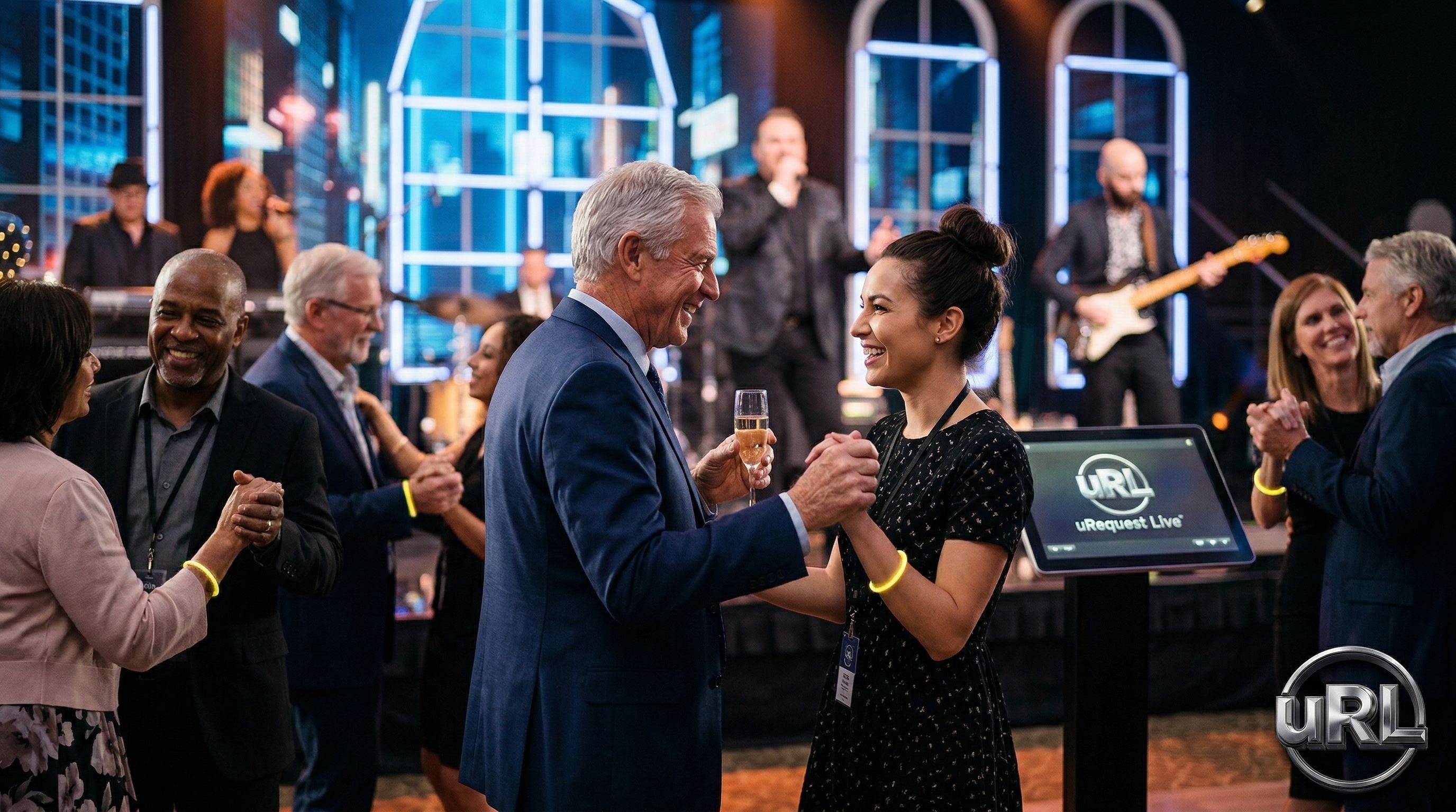 Diverse age groups connecting through live music at inclusive corporate event