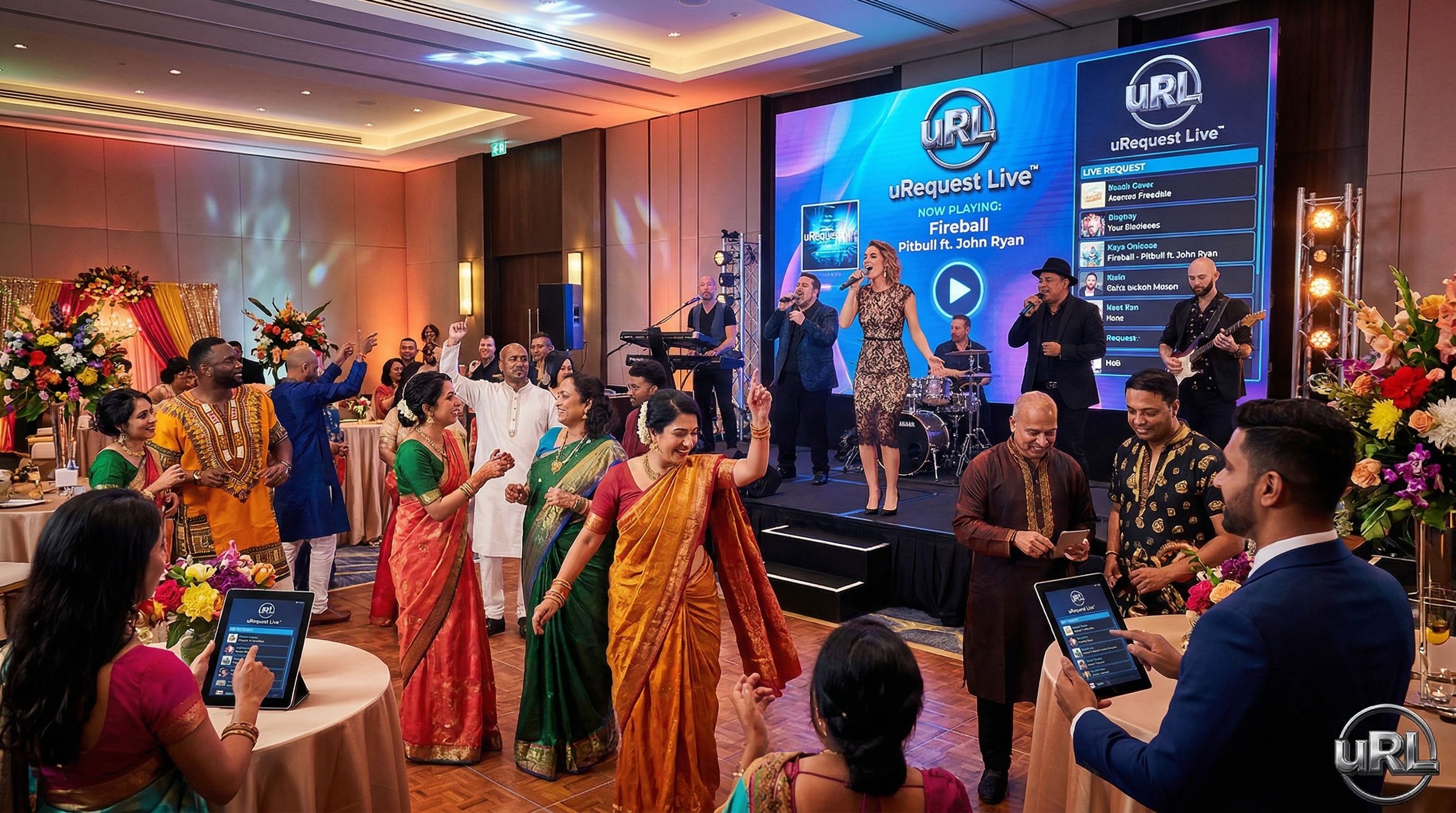 Multicultural Toronto wedding celebration with live band blending musical traditions