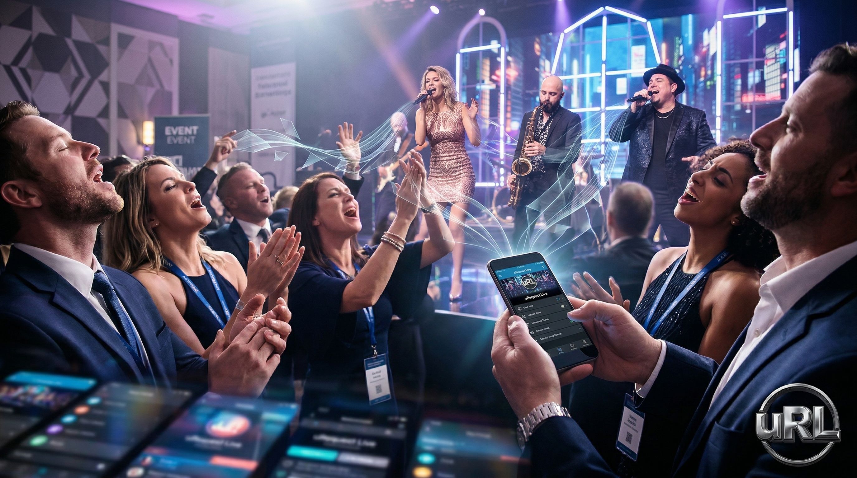 Emotional connection between live music performers and corporate event audience