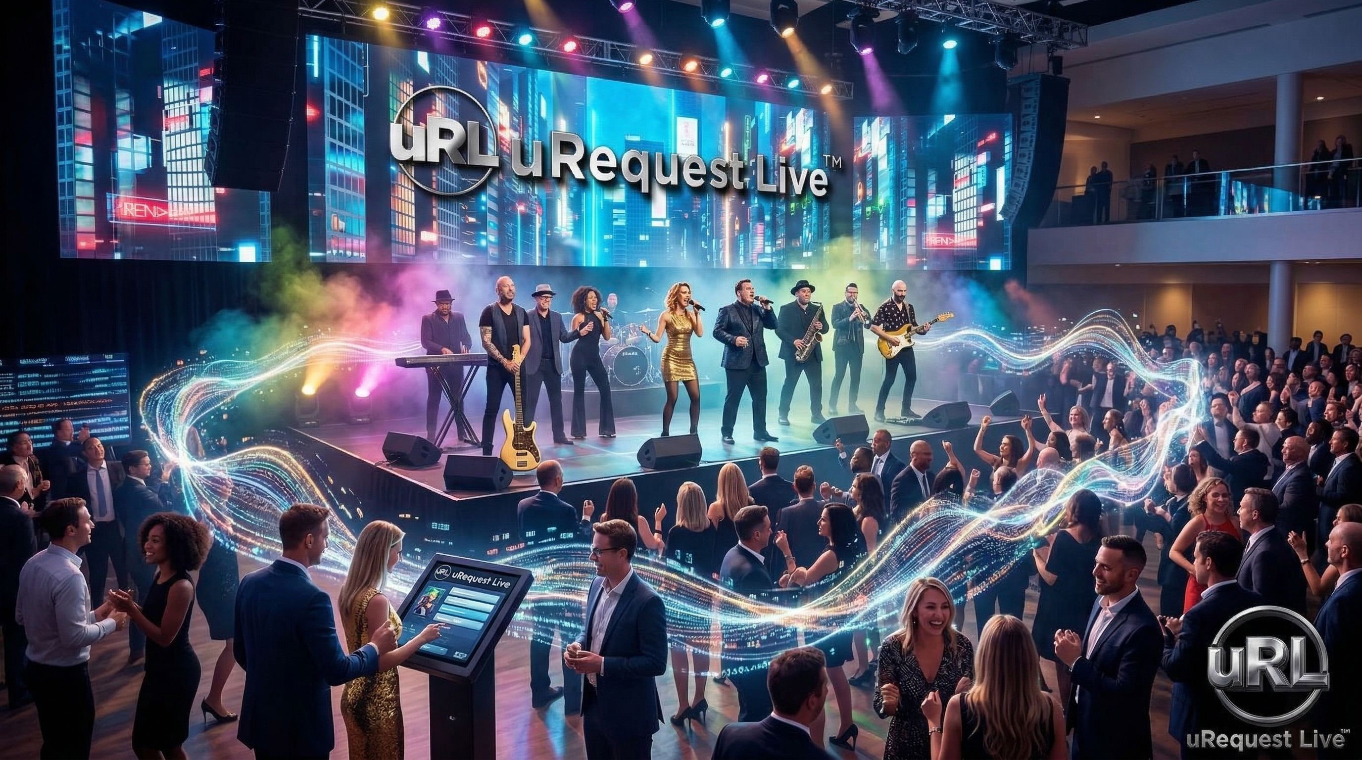 Corporate event atmosphere showing the psychological impact of live music on guests