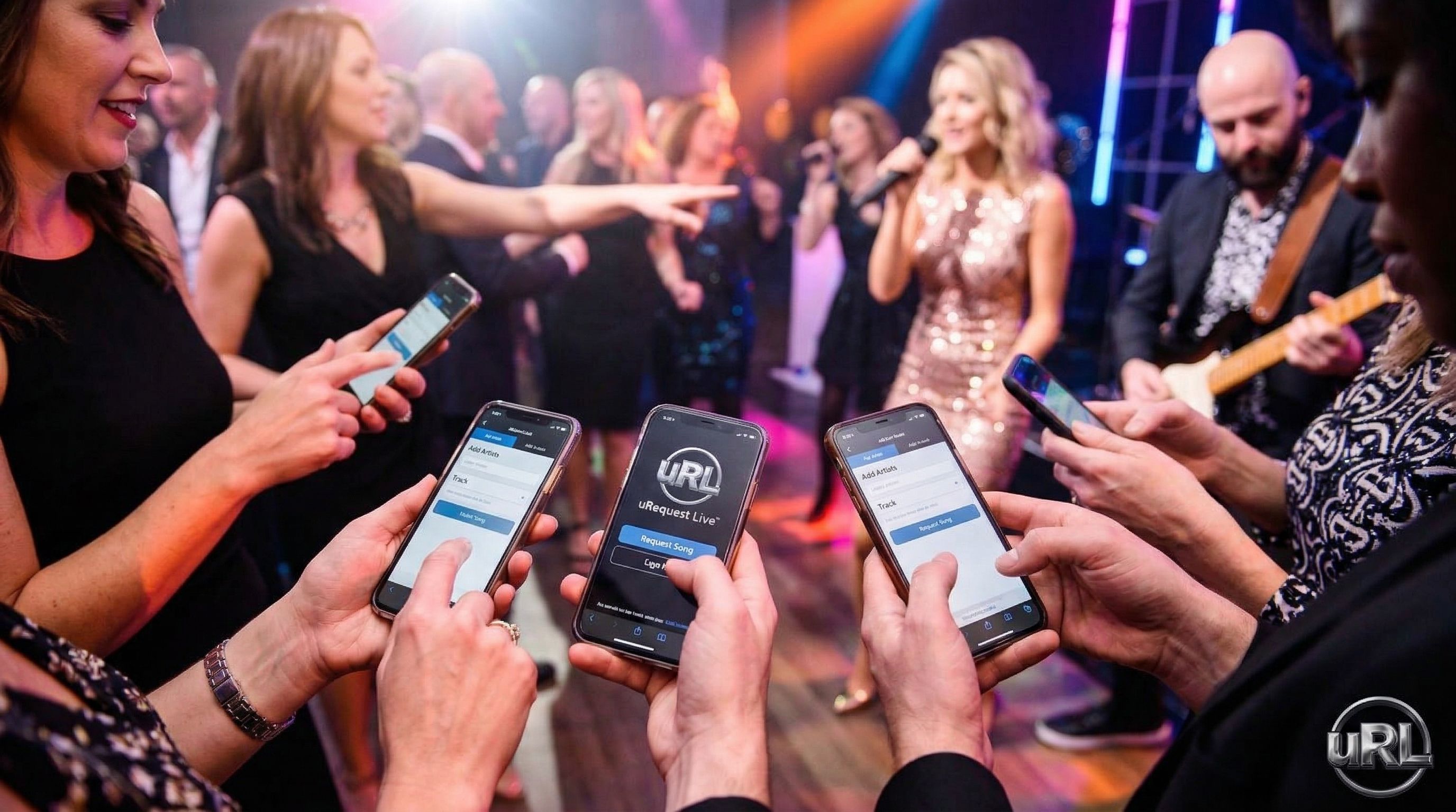 Excited employees engaging with interactive entertainment at corporate party