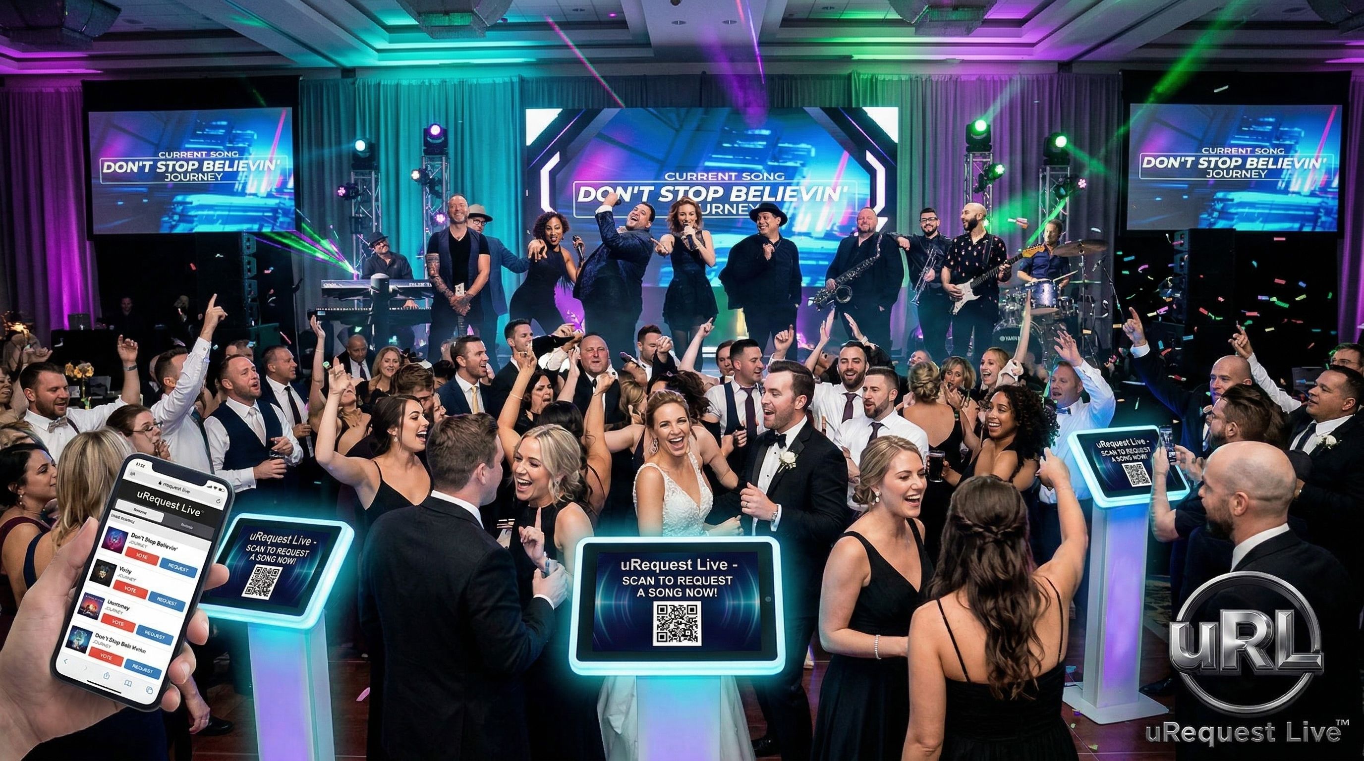 Wedding entertainment done right with packed dance floor and amazing live band