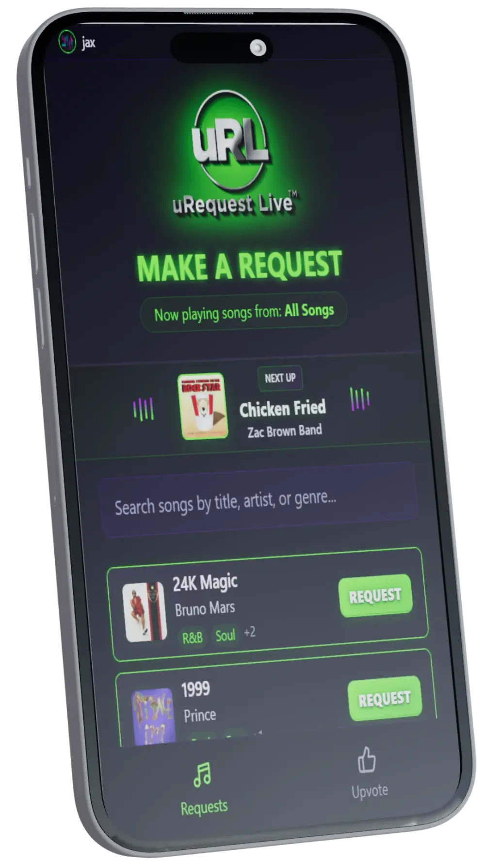 Photo Activations: the uRequest Live phone request screen