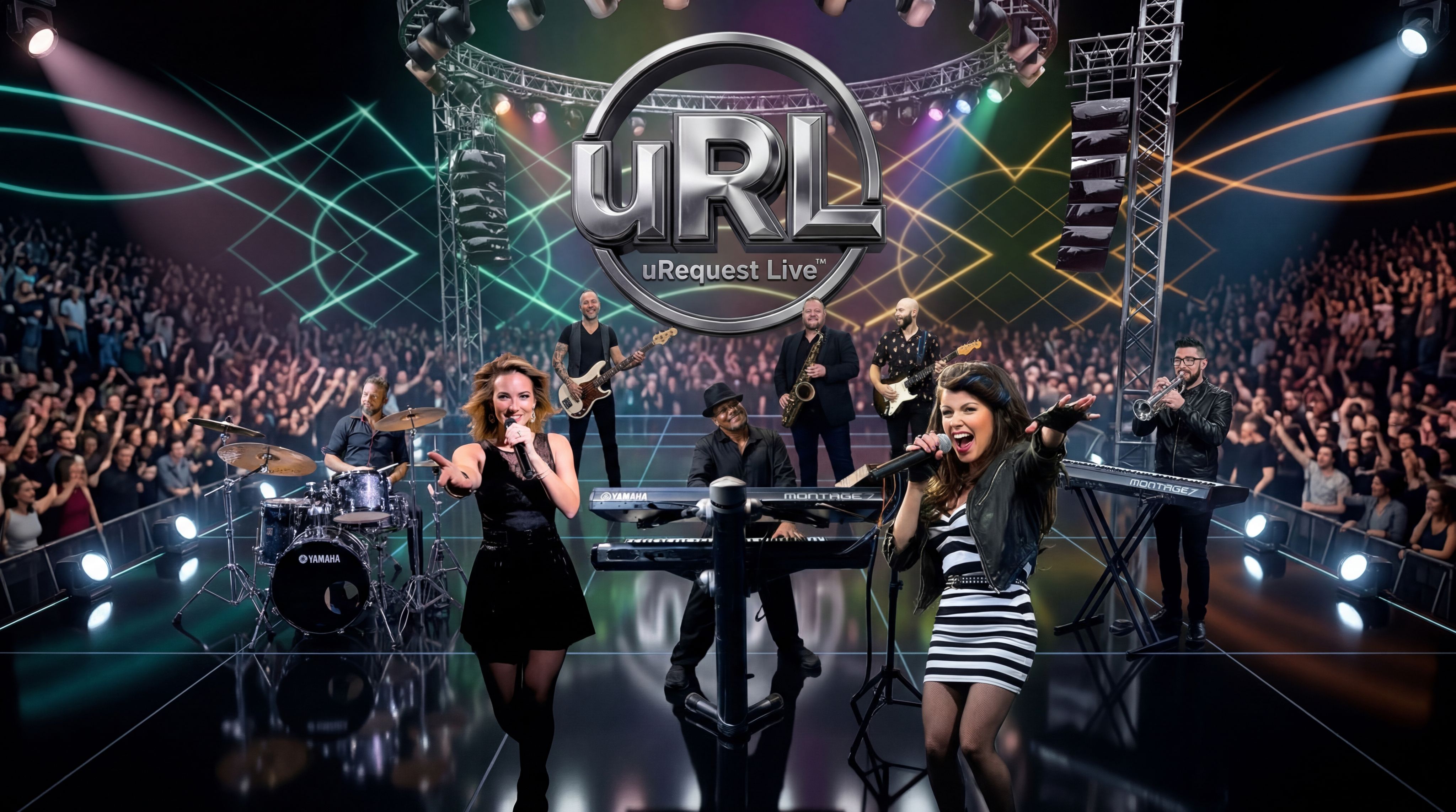 uRequest Live performing at a packed corporate event