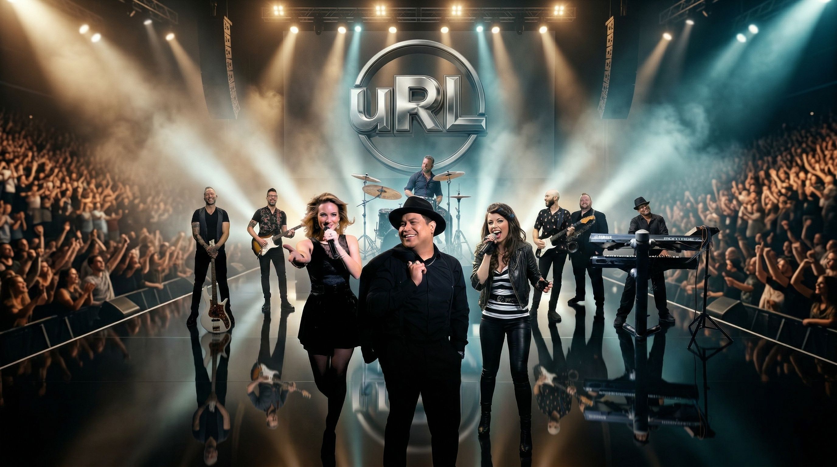 Wedding guests requesting songs during an interactive live band performance